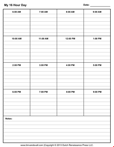 hourly day planner template template