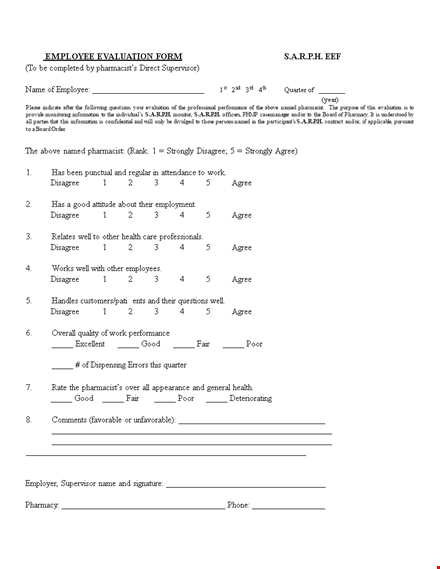 effective performance review examples for pharmacists - agree or disagree with evaluations template