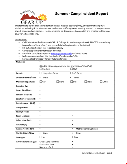 incident report template template