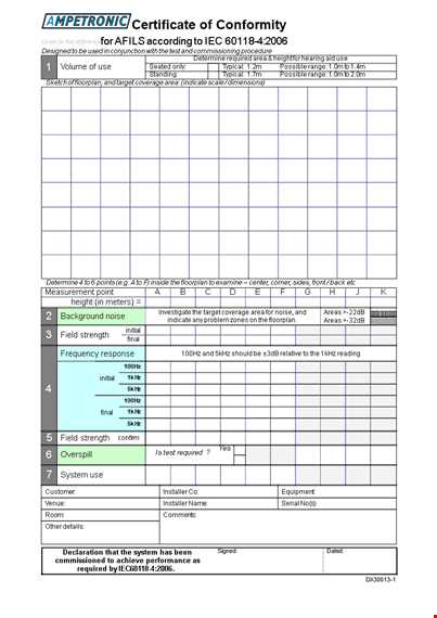 certification of conformance | required for compliance template