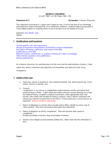 witness statement form: provide a clear account of the incident | template template