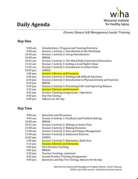 daily agenda format in pdf template