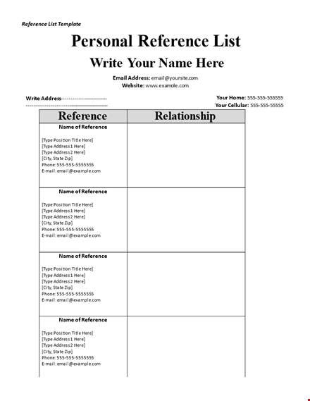 write a professional reference page using our template template