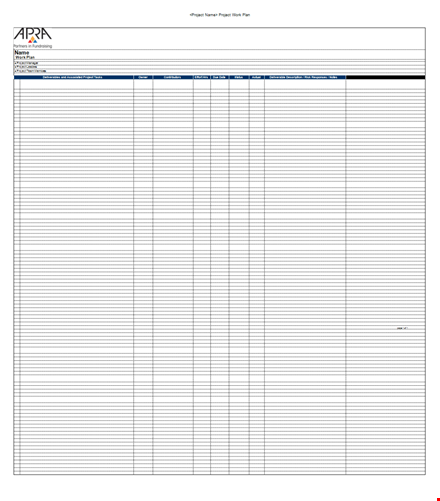 project manager work plan template template