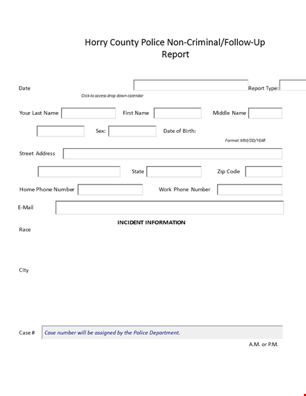 police follow up report - horry county | document template & guidelines template