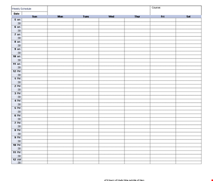 excel free weekly schedule template template