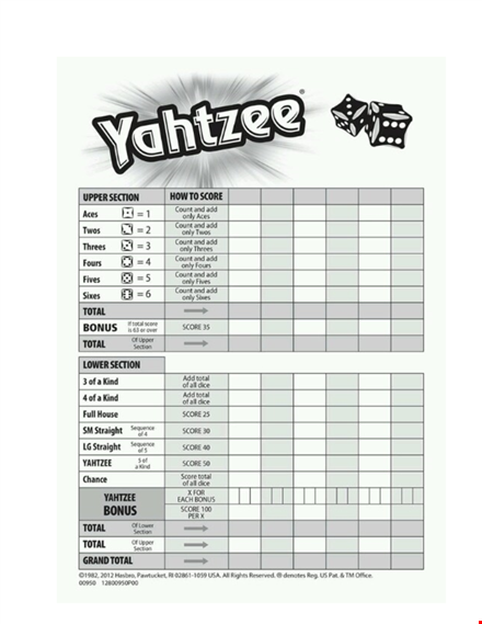 printable yahtzee score sheets - free download template