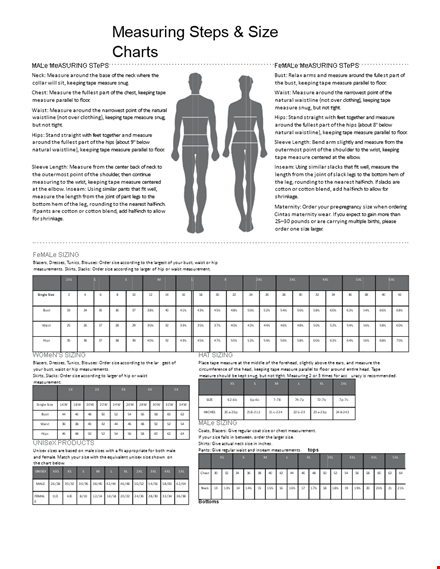 find your perfect fit | waist measurement sizing chart template