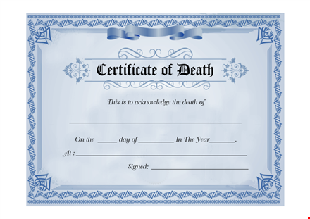 death certificate template - customizable and quick to use template