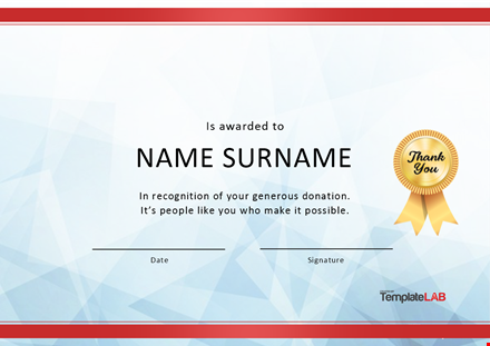 certificate donation template - free download | templatelab template