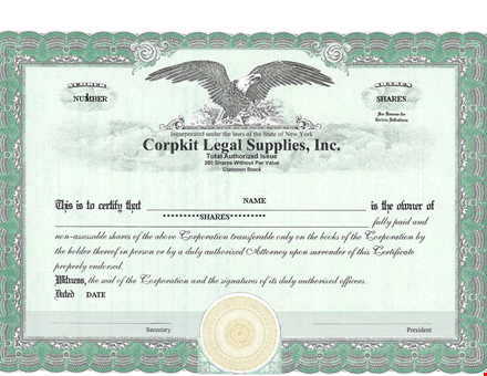 create your own stock certificate template to issue shares template