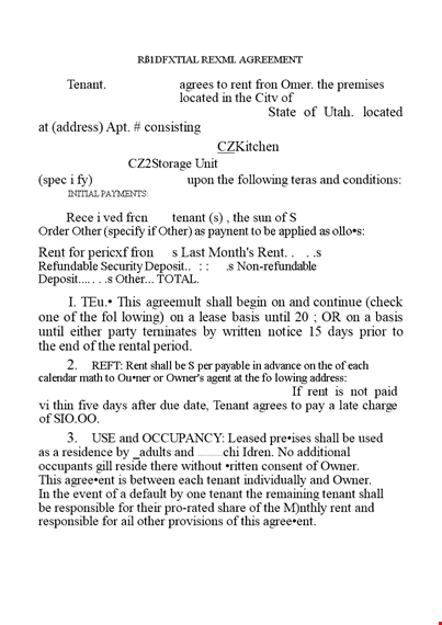 rental agreement real estate forms word templates free utah.v template