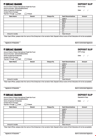 deposit slip template - create professional bank deposit slips instantly template