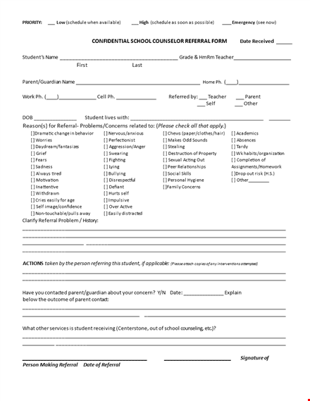 school referral form template template