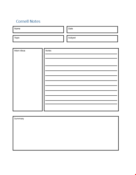 get organized with our cornell notes template - simplify your study methodology template