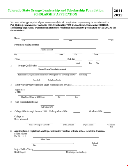 scholarship application template - school & college | apply easily template