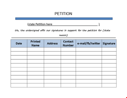 create a successful petition with our template - affix your name as an undersigned template