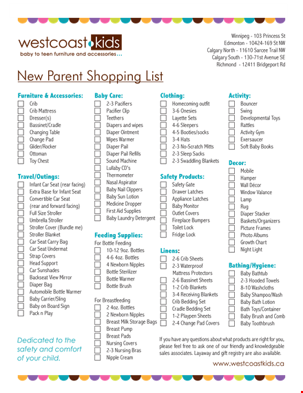 new baby shopping checklist template