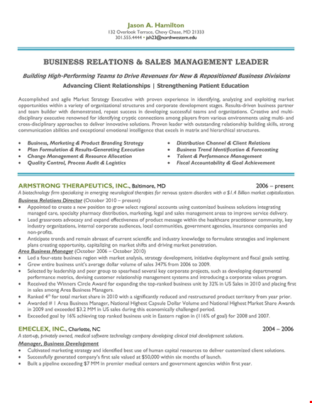 marketing sales manager resume template