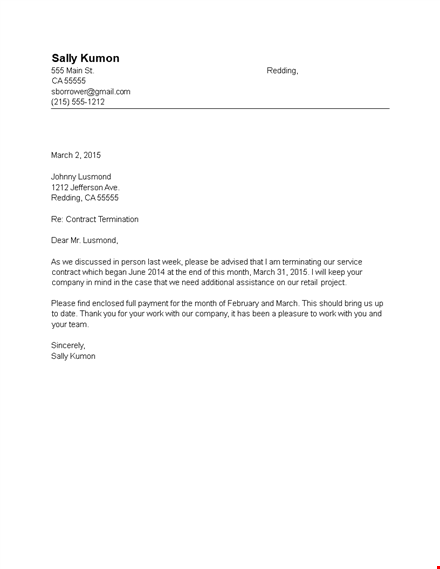 contract termination letter pdf - official template for march | sally, kumon, redding, lusmond template