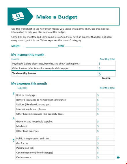 pdf make budget worksheet template