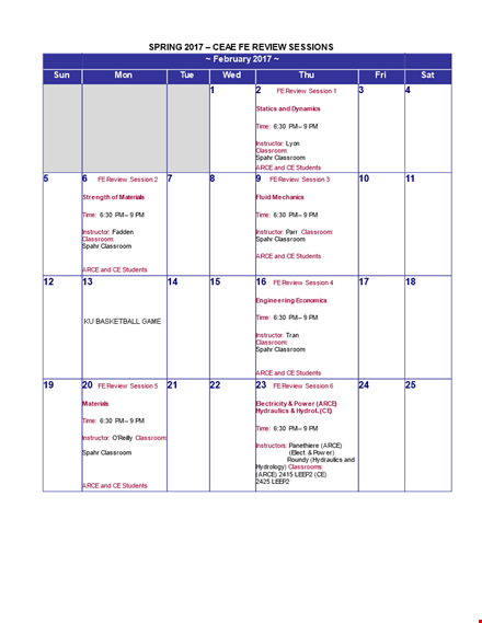spring fe review sessions schedule | boost your skills with comprehensive review classes template