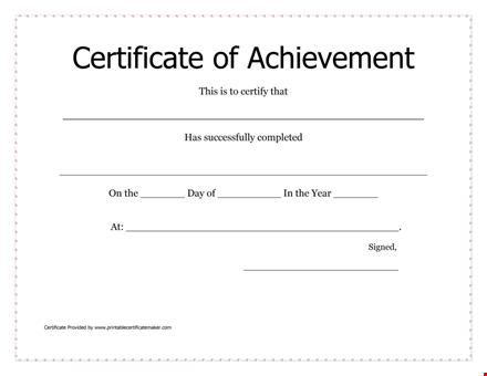 printable certificate of achievement - customize & print instantly template