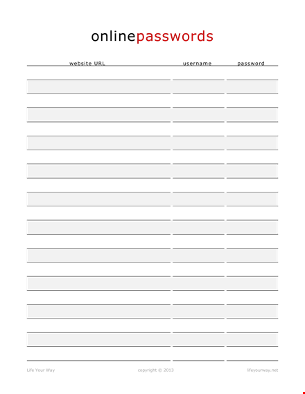 create a secure password list with our online passwords template template