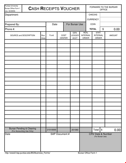 cash receipt voucher template - create professional office cash receipts | purdue bursar template