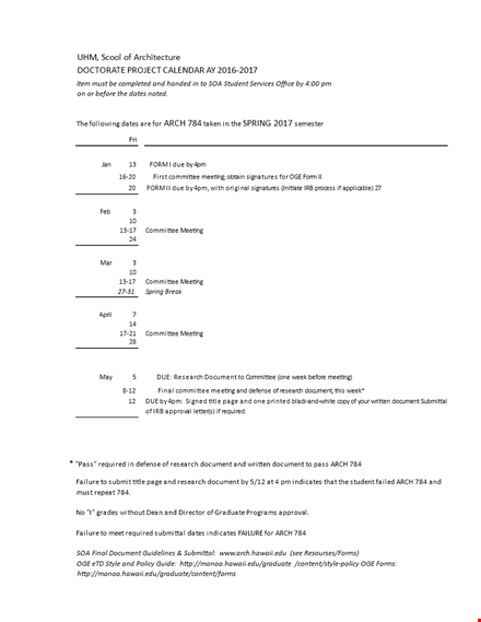 doctorate project calendar: efficiently manage meetings, documents, and committee template