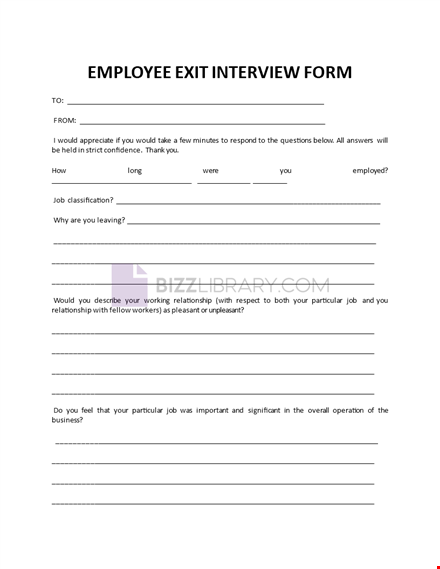 employee exit interview form template