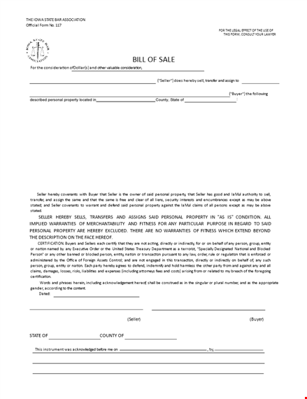 real estate bill of sale template template