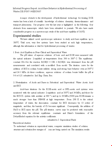 informal progress report template