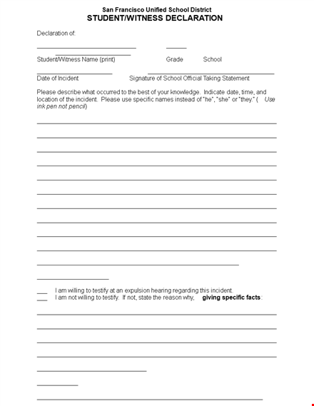 student witness statement form template