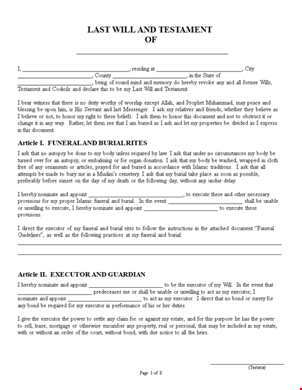 create your last will and testament with our easy template | protect your estate and loved ones template