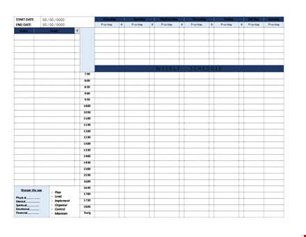 get fit with our printable workout template - plan your priorities for monday template