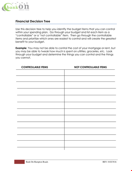 financial decision tree template template