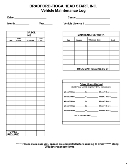 printable vehicle maintenance log template