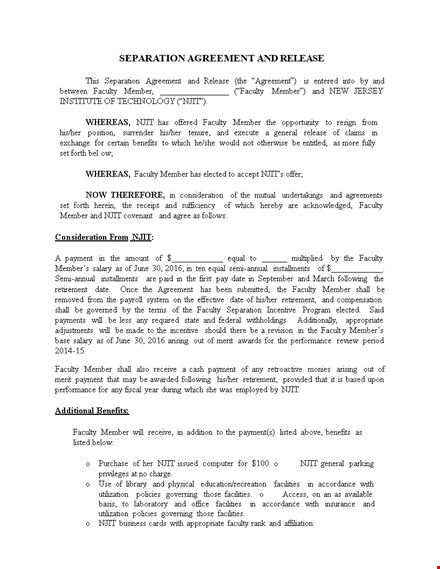 separation agreement template - create a comprehensive agreement template