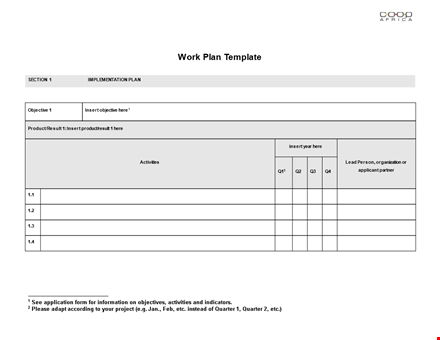 efficiently achieve objectives with our work plan template - insert product template