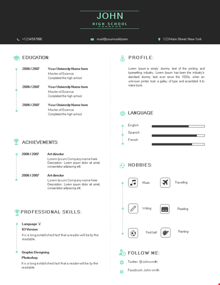 teenage resume lettersize template