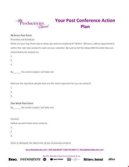 post event action plan template template