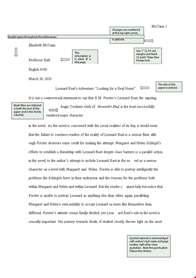 mla format template for writing a novel - narrated by helen and leonard forster template