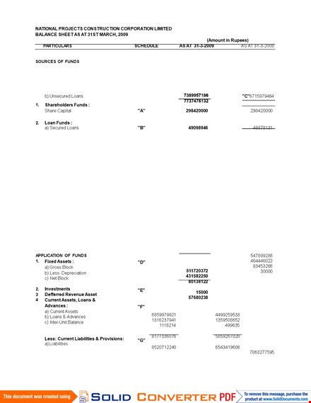 project construction business balance sheet template template