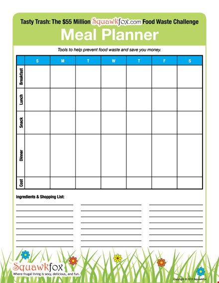 create an efficient meal planning calendar for easy meal preparation template