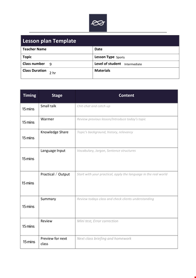 customizable lesson plan template for effective class review template