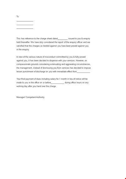 termination notice sample letter template template