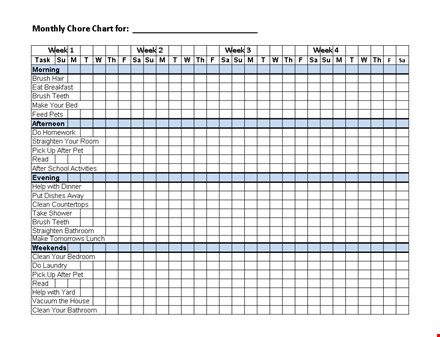 create a chore schedule with our printable chore chart template template