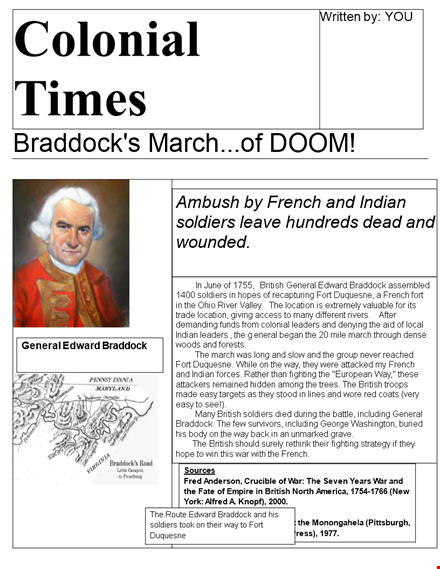 colonial newspaper template template