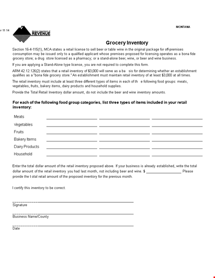 Grocery Store Inventory Template